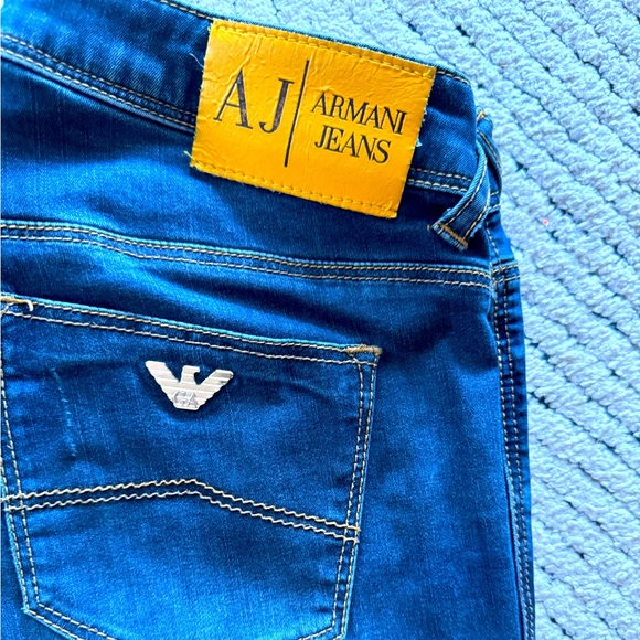 Armani Jeans Slim Ankle Zippers Moto Stretch Med Wash Skinny Zip Straight Leg 26 - Picture 2 of 5